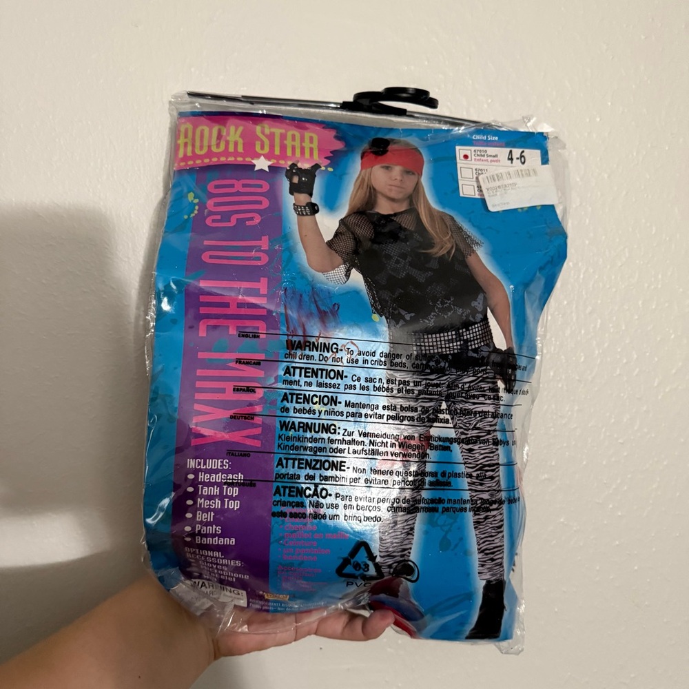 Kids 80s Rock Star Costume Small 4-6 school dress up days
